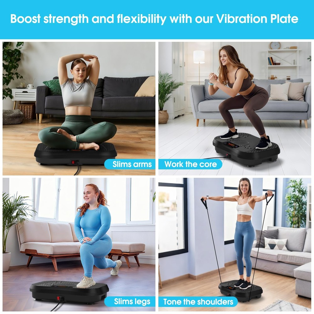 SoftGym Vibration Plate Exercise Machine for Lymphatic Drainage,Power Black