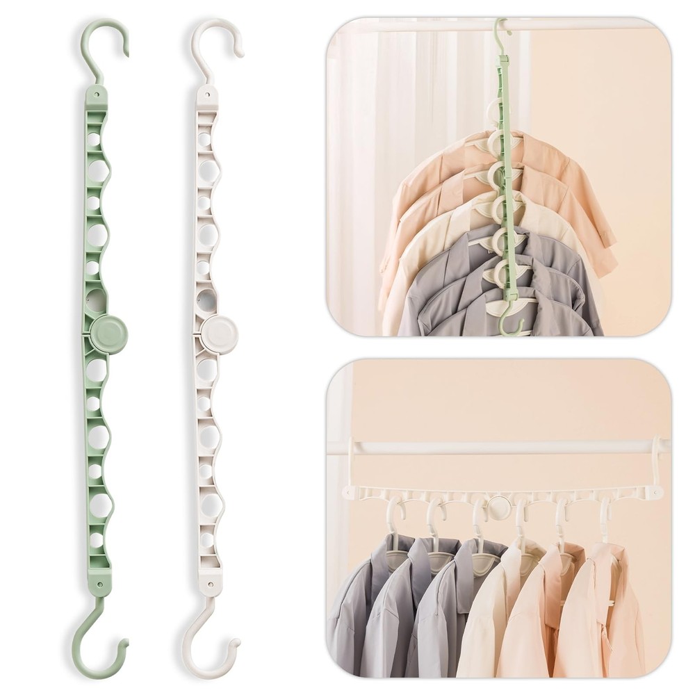 2 Pack Space Saving Hangers, Foldable Hanger Hooks for Clothes, Sturdy Cascad...