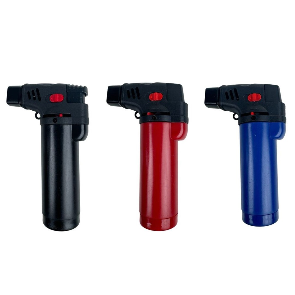 3 Pack Jumbo 4" Double Jet Flame Torch Gun Lighter Refillable Lockable Windproof