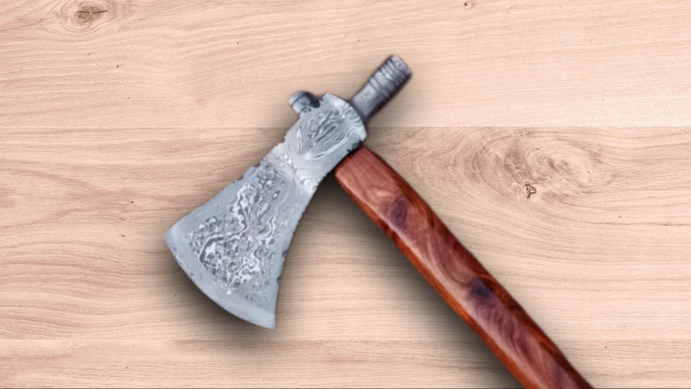 Damascus Smoking Axe 18" Custom Hand Forged Tactical Axe Functional Camping Axe