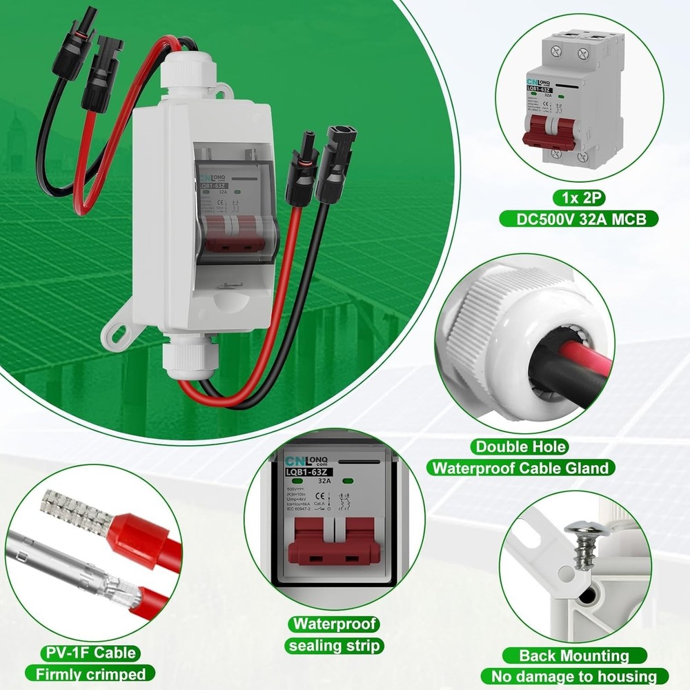 32A Solar Panel Disconnect Switch with Waterproof Box for Safe PV Systems