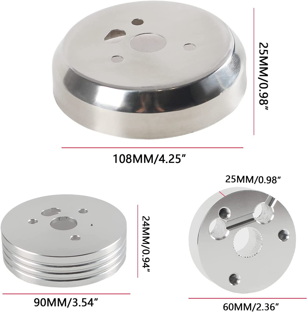 5 & 6 Hole Billet Steering Wheel Hub Adapter Silver