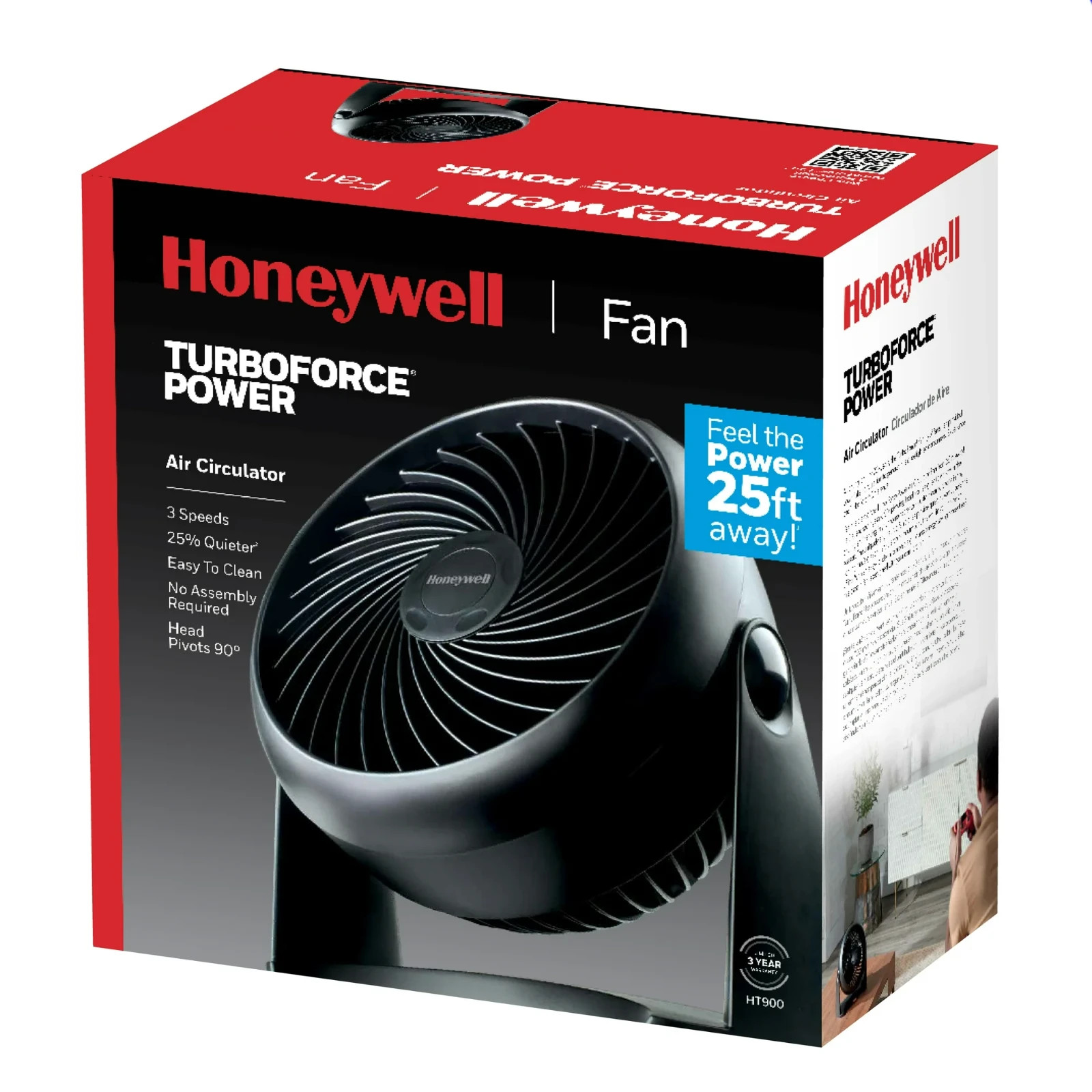 Honeywell Turboforce Fan, HT-900, 11 Inch Black / White / Orange