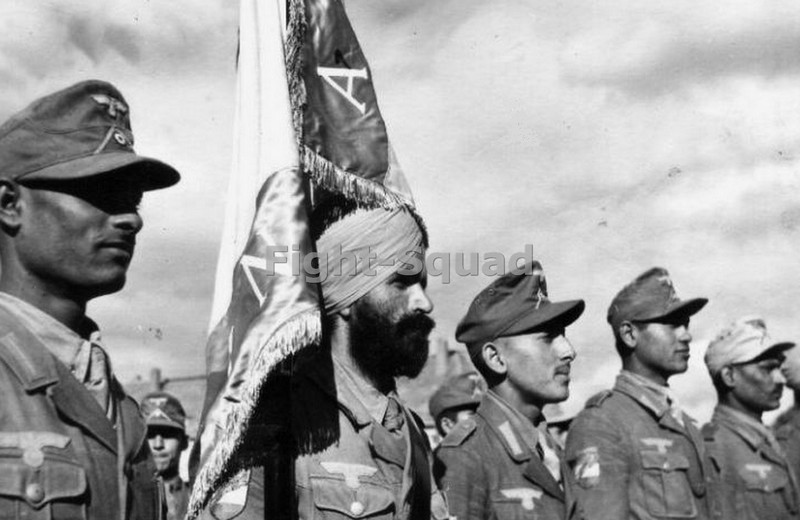 WW2 Picture Photo 1943 German sponsored Azad Hind troops in review 2253