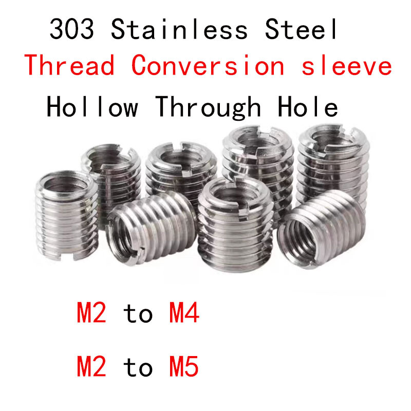 M2-M4 M5 inner outer threads SUS303 slotted Nut Reducer Thread Conversion sleeve