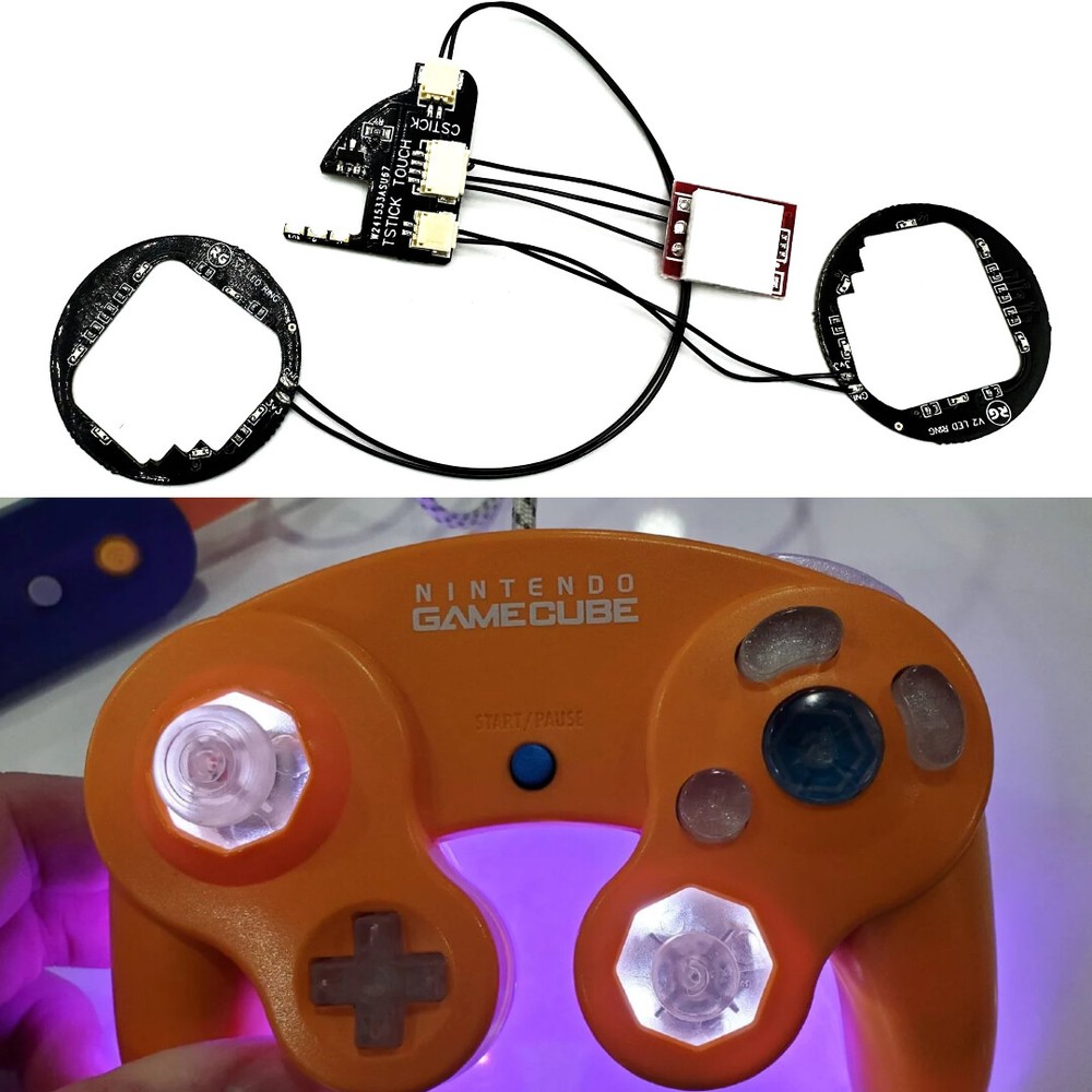 Nintendo GameCube Controller LED Joystick Ring with Touch On/Off Sensor Mod Kit