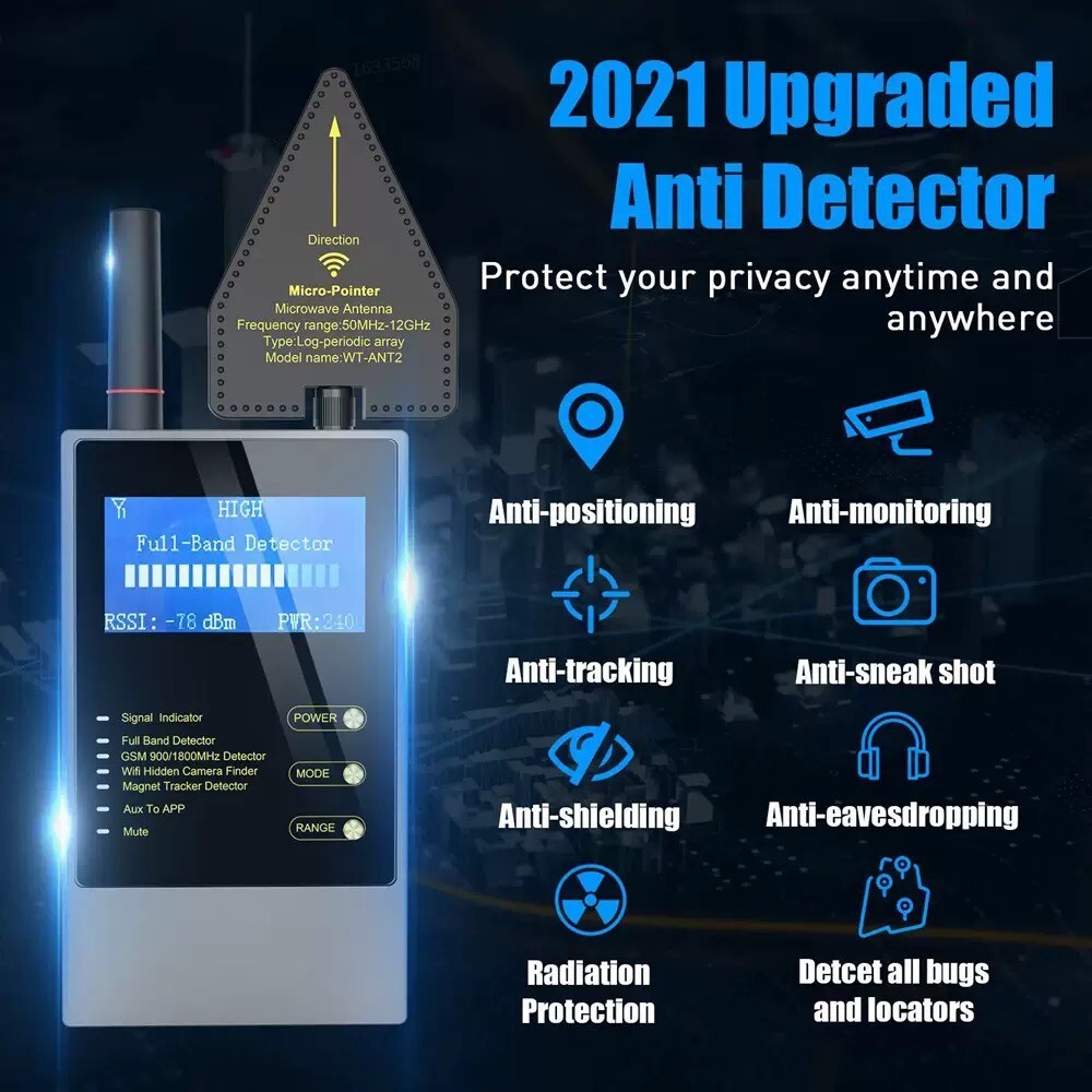 New Scanner Bug Hidden Camera Detector GPS Audio Listening Frequency Scanner