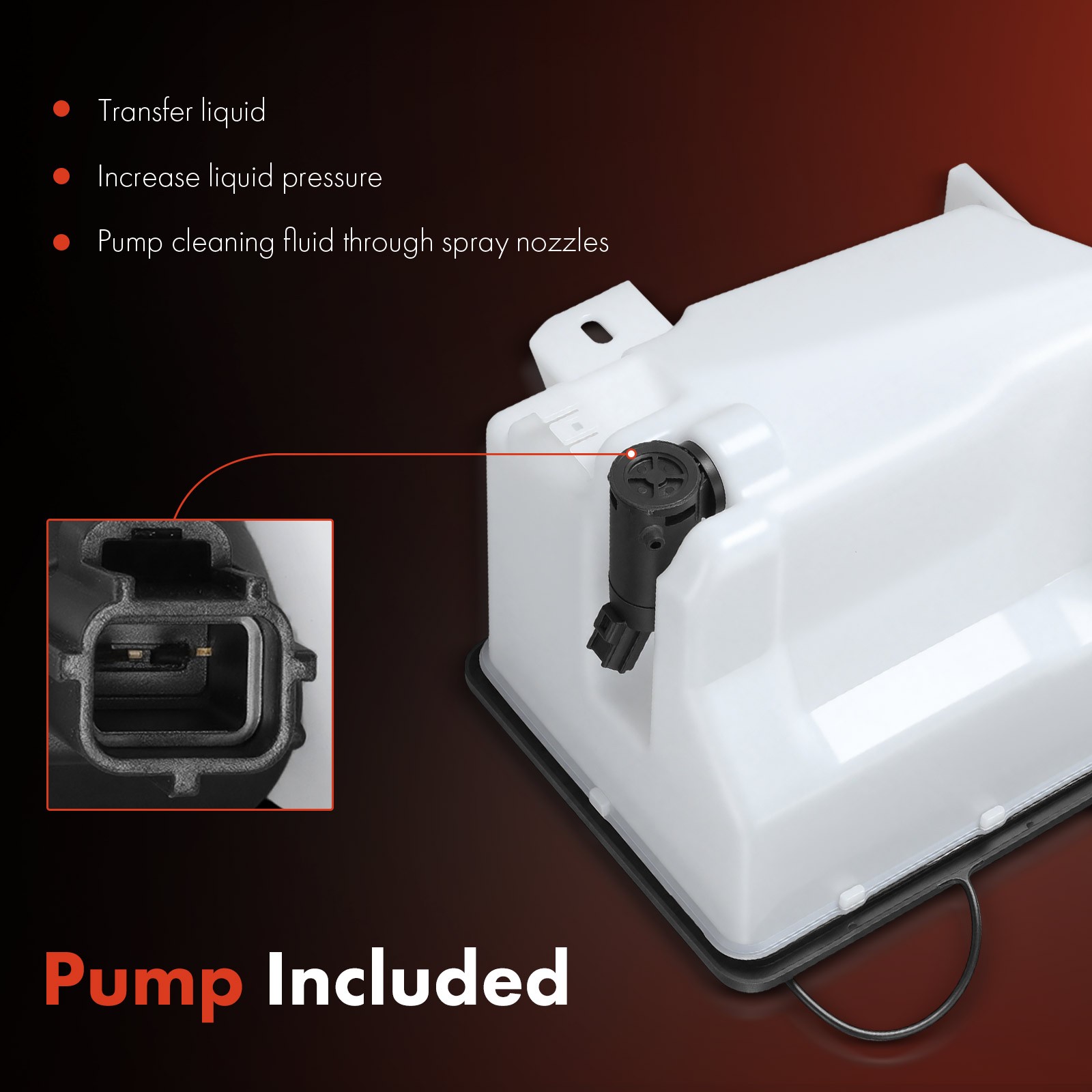 Windshield Washer Reservoir with Cap & Pump for Ford F-150 F-250 Lincoln Mark LT