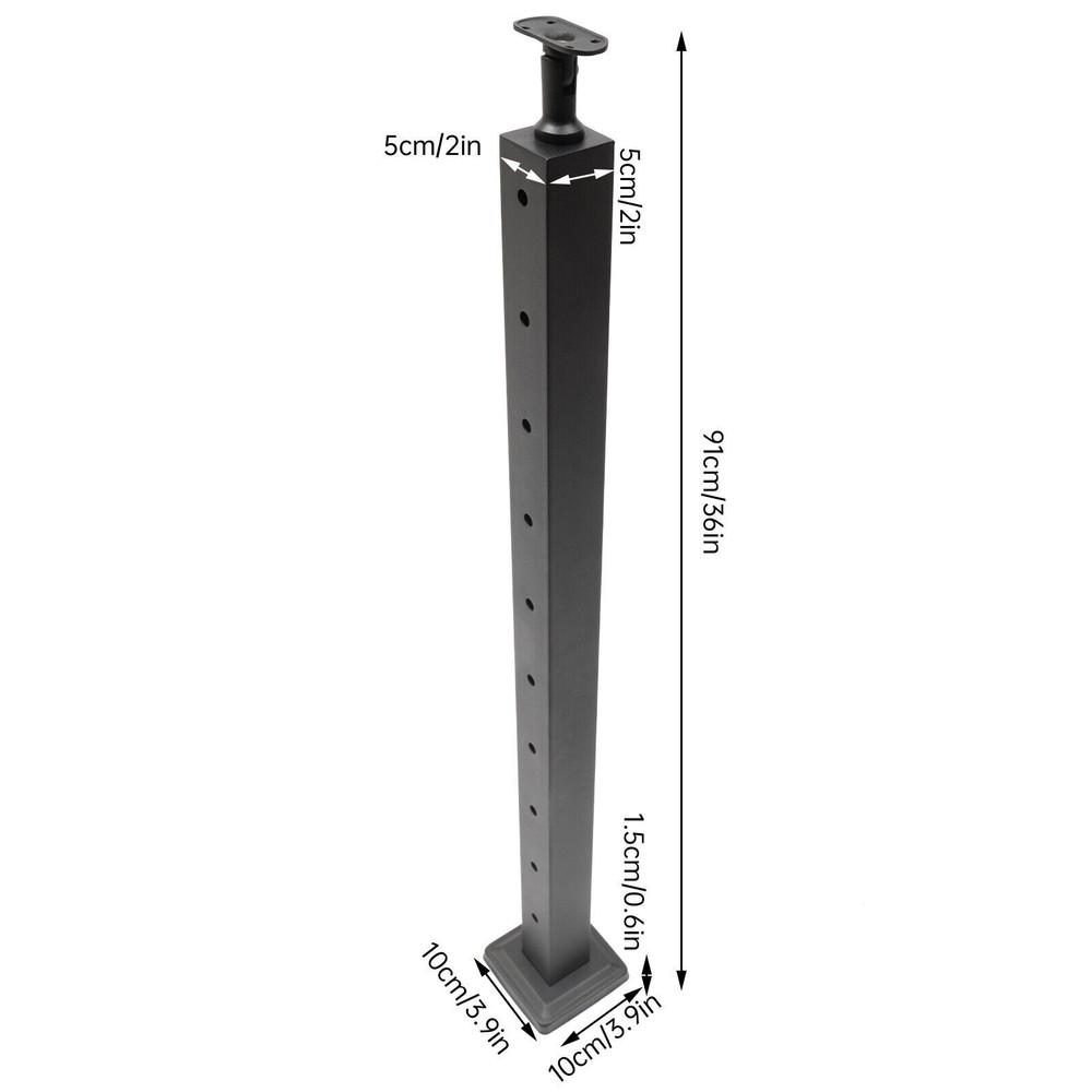 Stainless 4PCS Cable Railing Posts Deck Fence Posts 36"x2"x2" Pre-drilled Holes