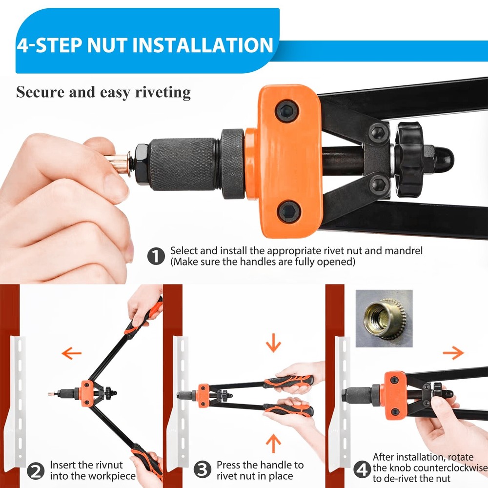 Rivet Nut Gun Kit Rivnut Tool Nut Setter Thread Setting Nutsert Tool SAE&Metric