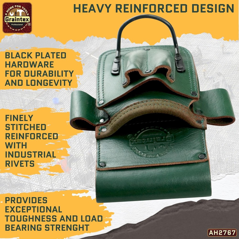 Graintex Multi-Tool Pouch: Leather, 5-Pocket, Hammer Loop, Ideal for Pros
