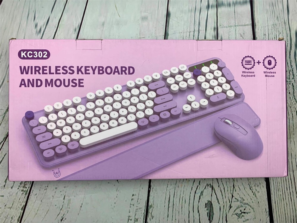 Wireless Keyboard Mouse Combo Purple Black USB
