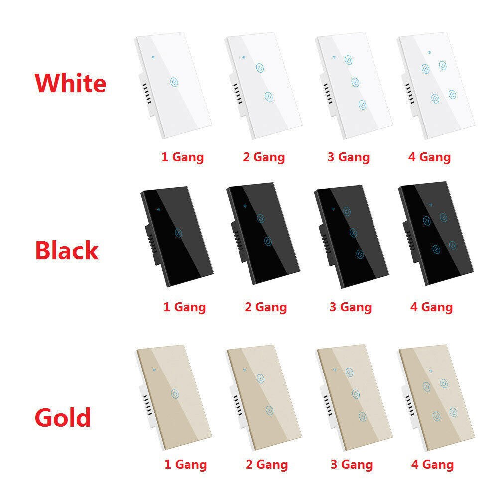 Tuya WIFI Smart Wall Light Touch Glass Panel Switch App Voice Control