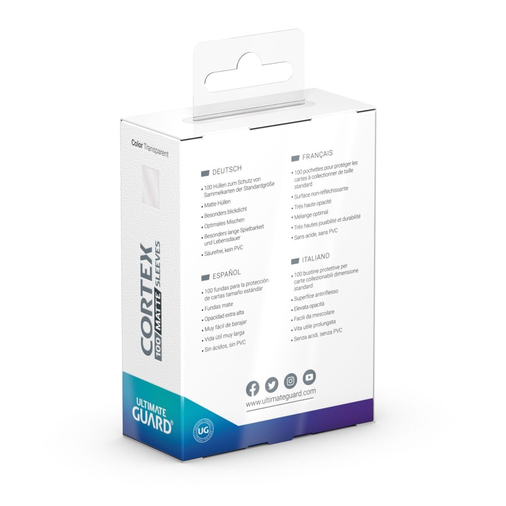 (100-Pack) Ultimate Guard Cortex TRANSPARENT MATTE Card Sleeves Standard Size