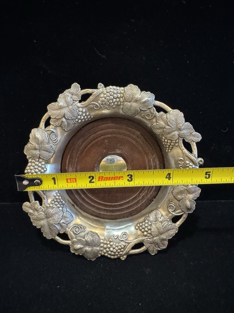 VTG Silver Wine Bottle Coaster Hallmarked Regency Design Grapevine Barware 1890