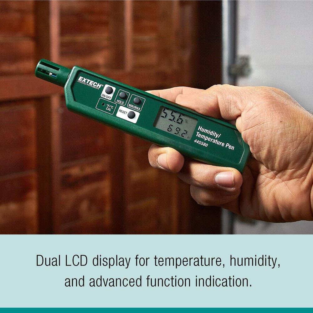 Portable Green Humidity And Temperature Meter With Data Hold Function