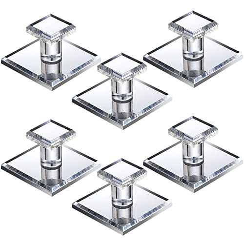 6 Pcs Stick on Knobs Adhesive Cabinet Handles Acrylic Mirror Pull Handles