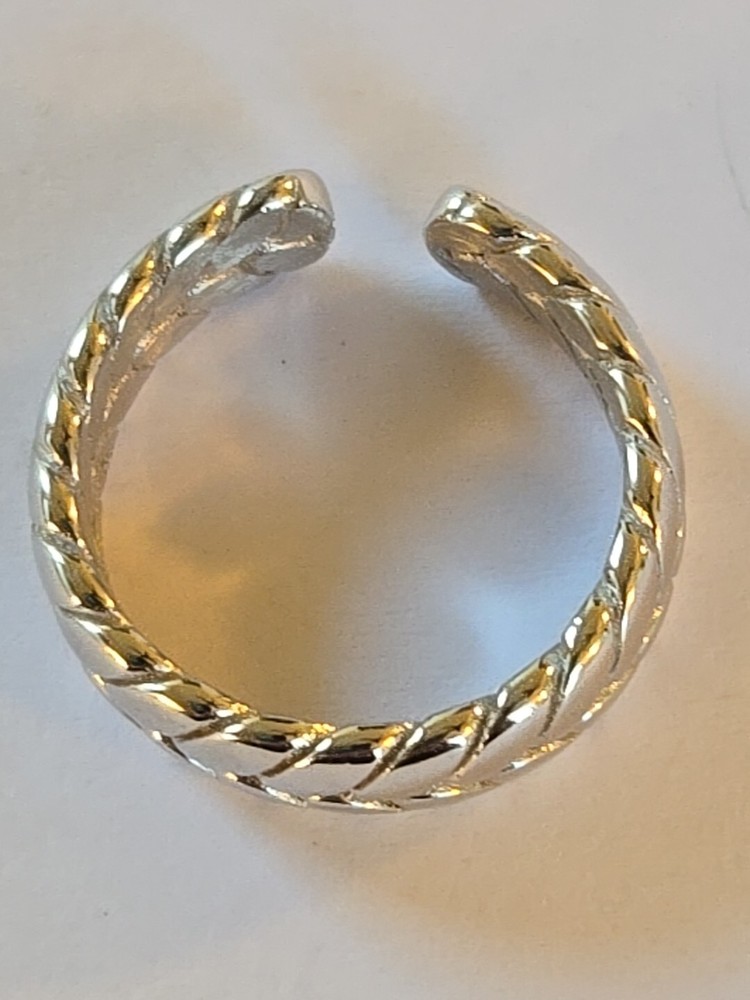 Sterling Silver ~ Braid Ring ~ Adjustable ~ Finger Cuff ~ Size 6 VINTAGE