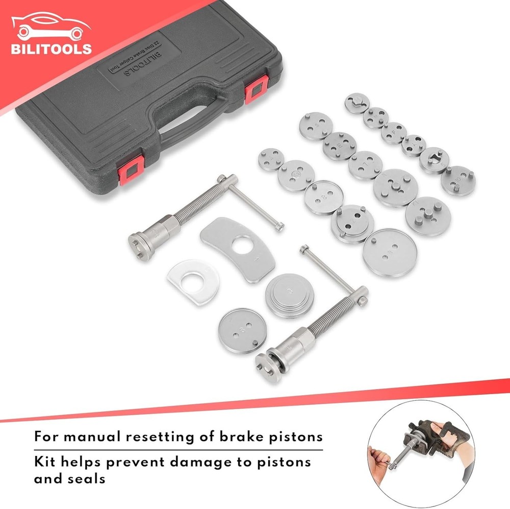 Brake Caliper Piston Rewind Tool with Dual-Functionality for Various Vehicles