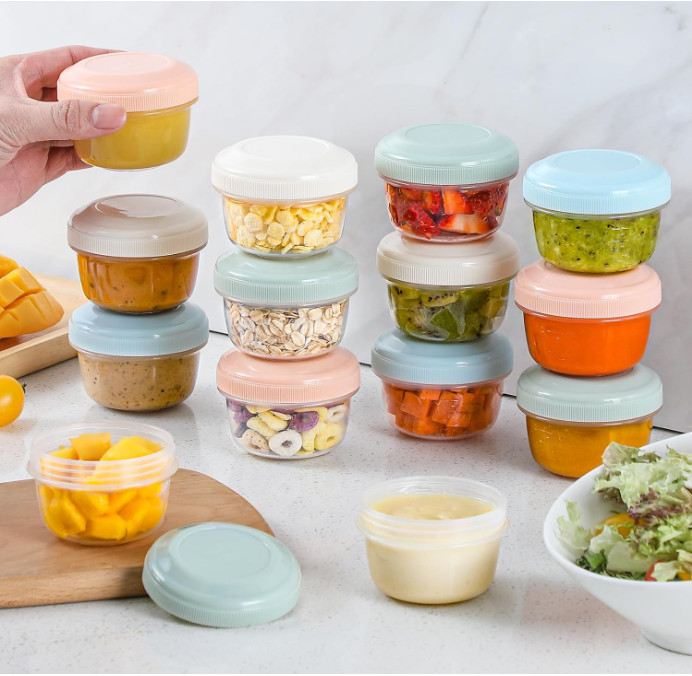 [16 Pack] 4 Oz Small Containers with Lids Reusable Plastic Containers for Snack