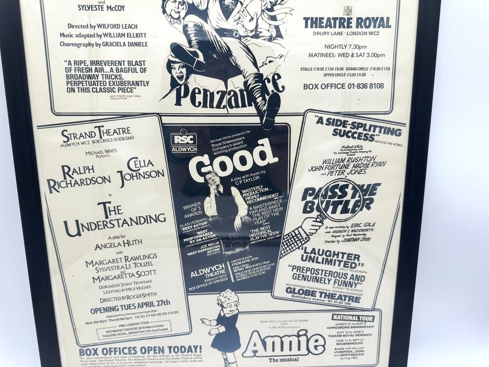 Rare VTG London Theatre Play Advertising Poster ~ 5 Plays 1982 ~ 22'' x 15''