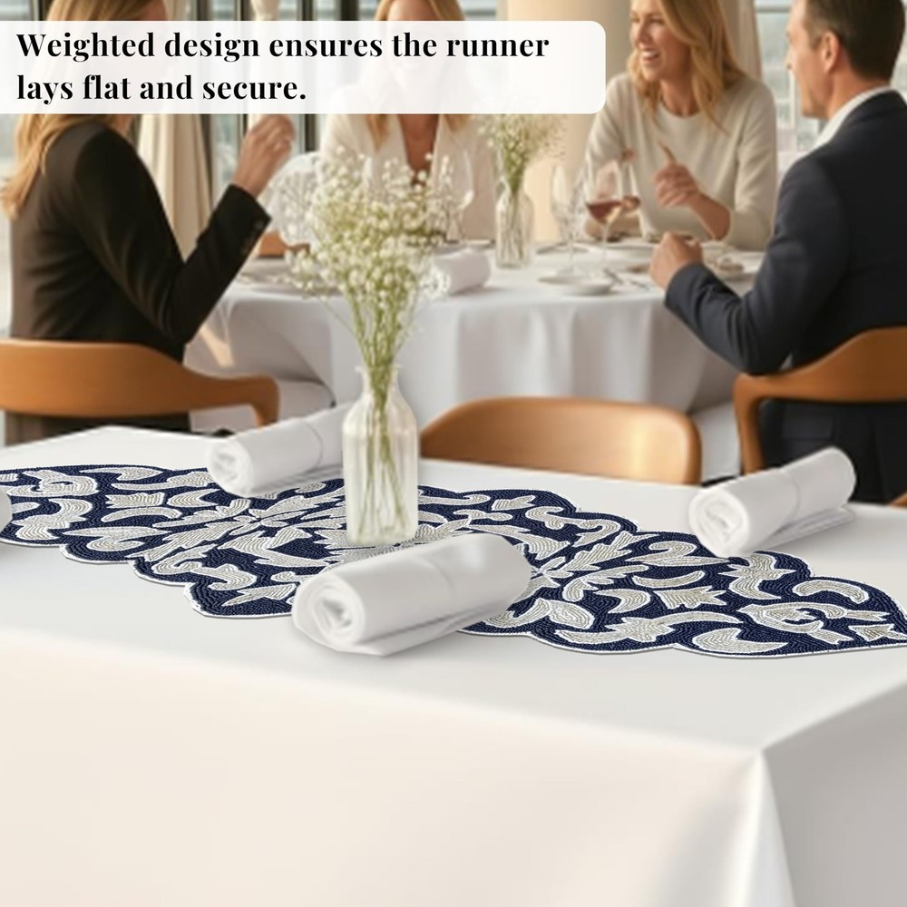 Decorative Beaded Table Runner – Glass Beads & Polyester Luxury Table Runner ...