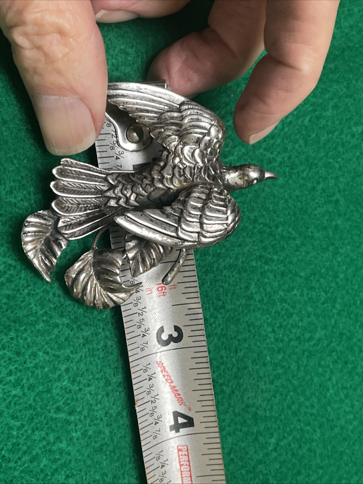 Beautiful Sterling Silver Bird Dove of Peace Figural Pin Brooch Heavy Large