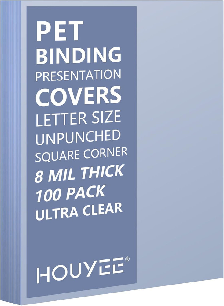 100 Pack Ultra Clear Binding Presentation Covers, Clear Report Covers, Polythyle