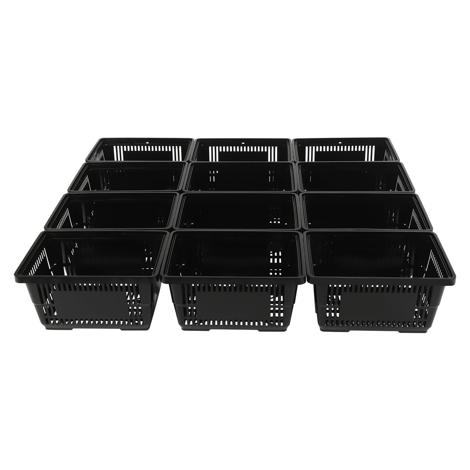 12 PCS Black Plastic Shopping Basket for Market Grocery Retail Store + Handles