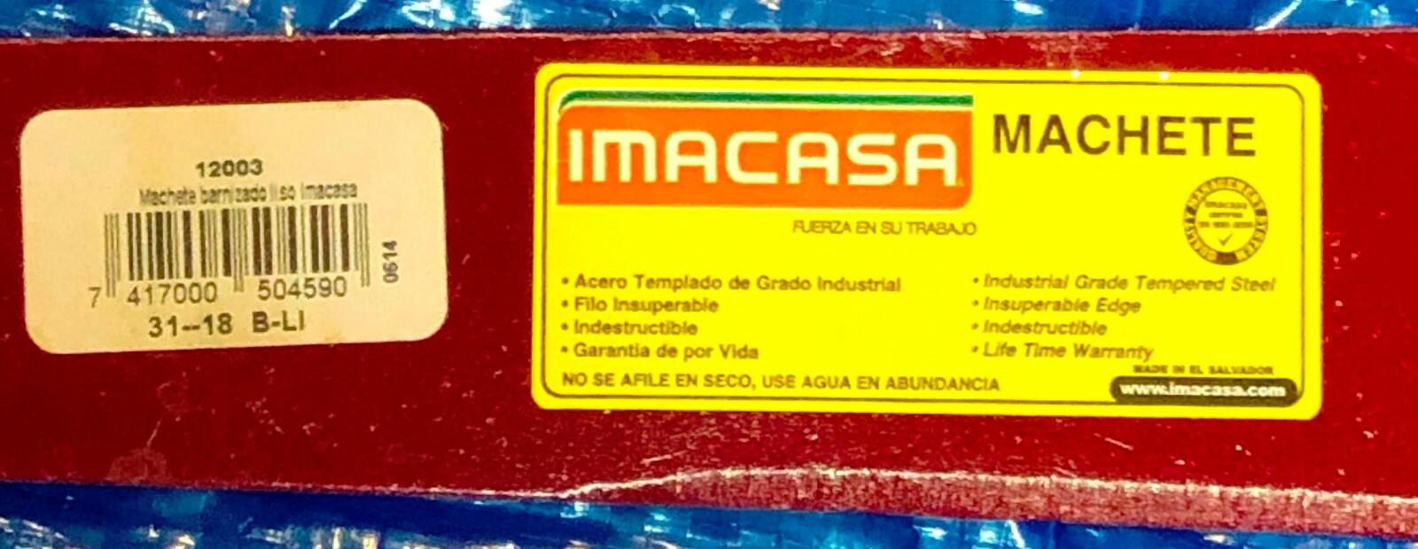 Imacasa El Savador Machete 18" Rojo Red Blade Polypro Handles 31--18B-LI, 12003