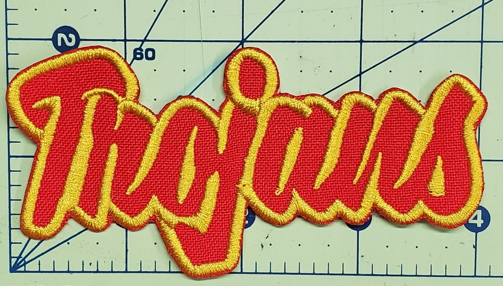 USC Trojans Text Embroidered Applique Iron On Patch Various Sizes Customize