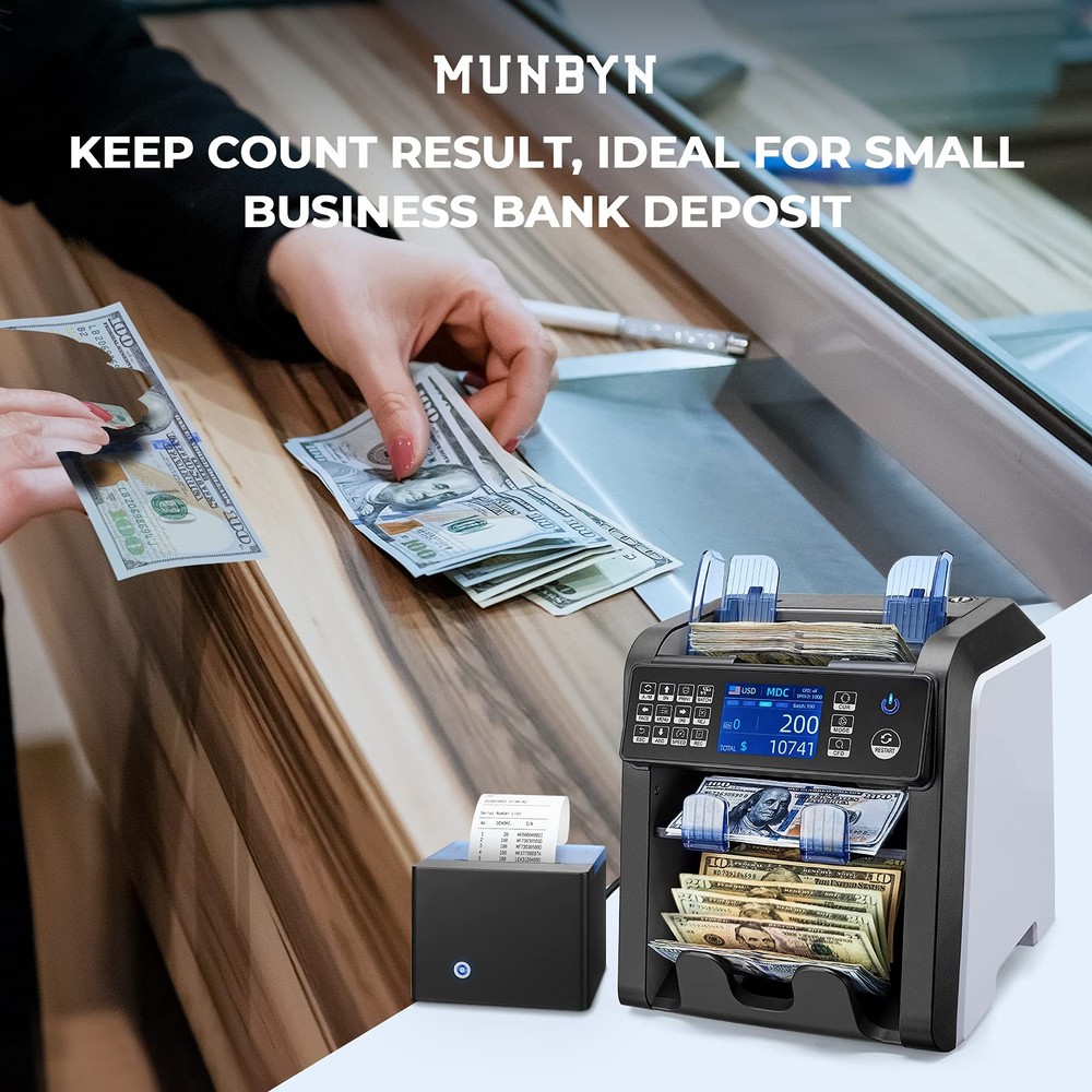 MUNBYN Thermal Printer for Mixed Denomination Money Counter Machine, black