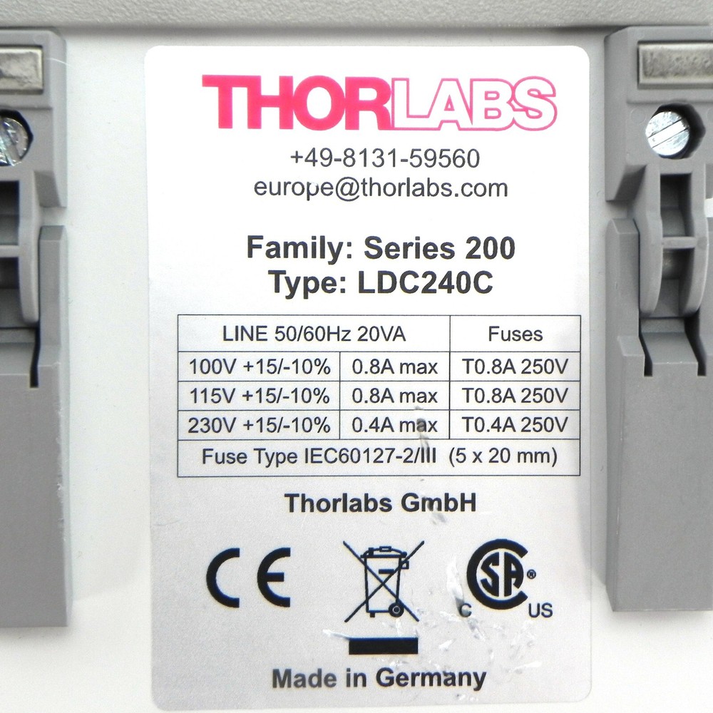 Thorlabs LDC240C Benchtop Laser Diode Controller, +/- 4A