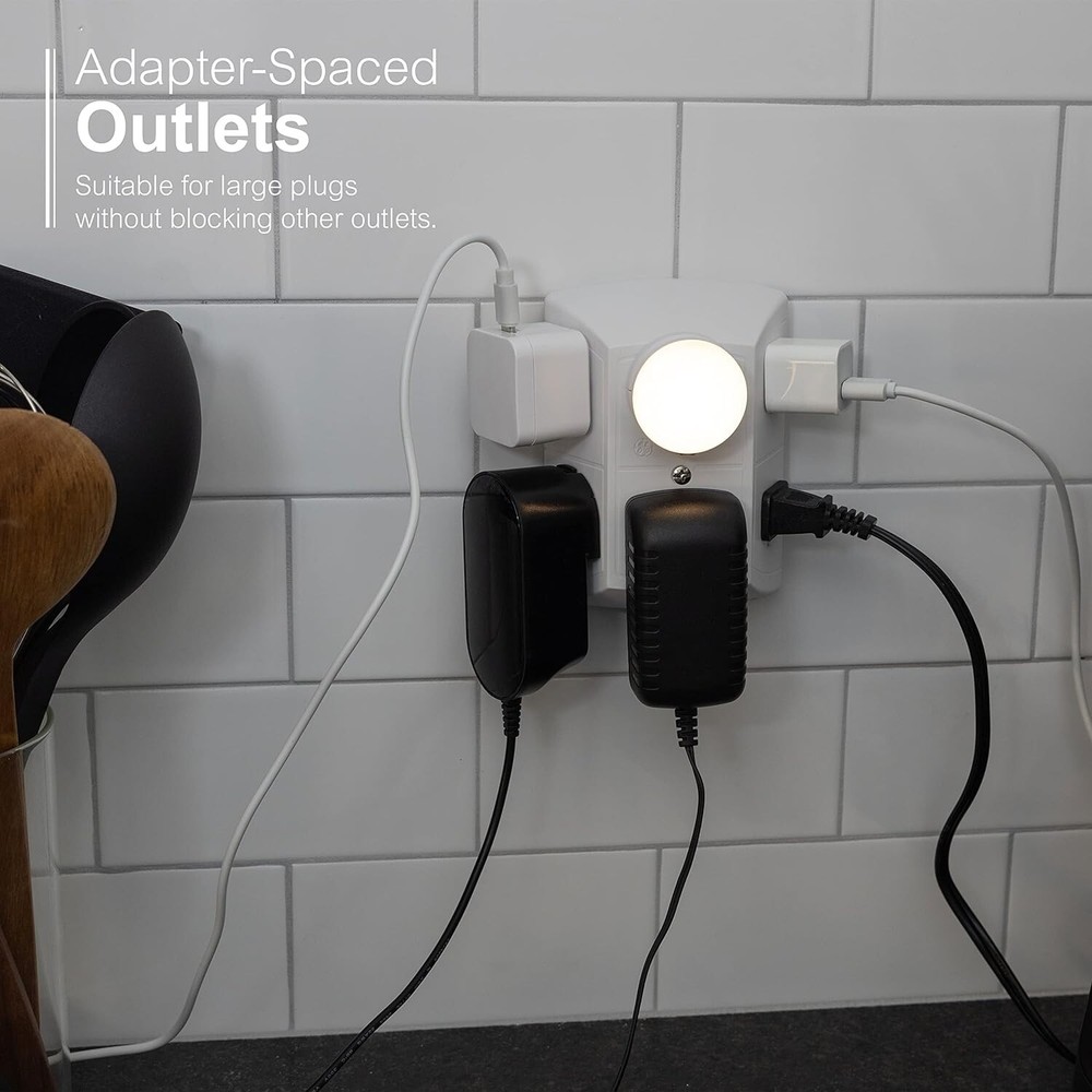 Grounded Sockets Electrical Outlet Multiple Extender Wall Adapter Switch 6 Plug