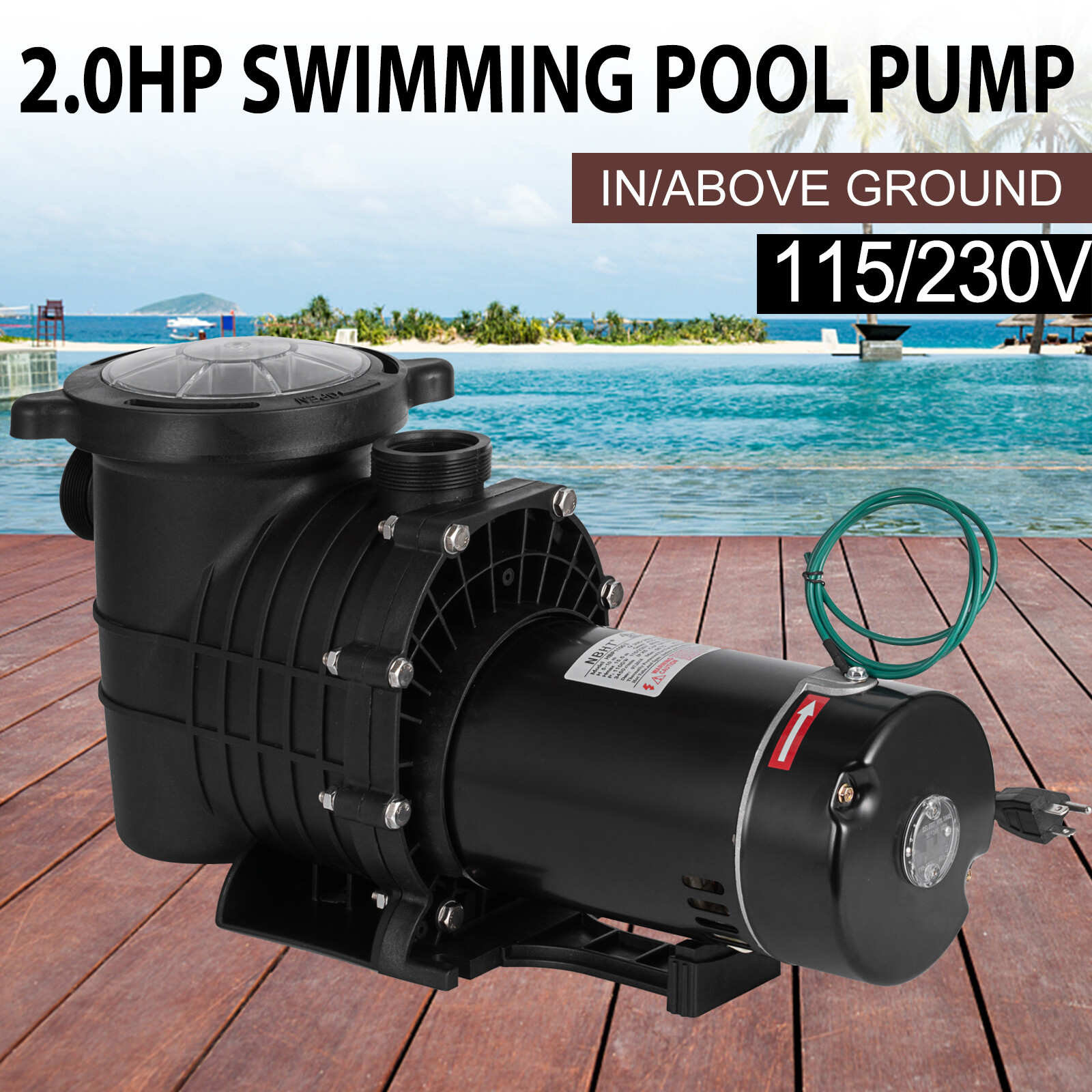 2HP Hayward Swimming Pool Pump In/Above Ground w/ Motor Strainer Basket 115-235V