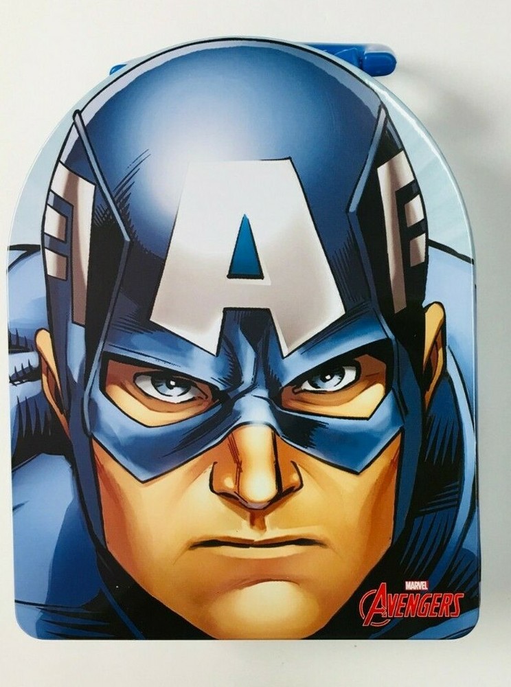 Captain America - Tin Lunch Box - Marvel - Head Shape - 2015 - SEE DESCRIPTION