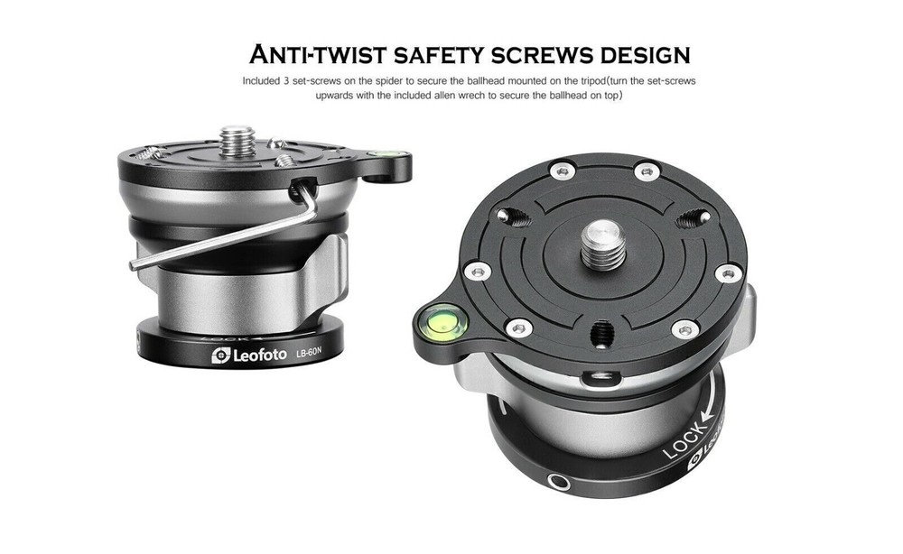 Leofoto LB-65 65mm Leveling Base with Butterfly Handle