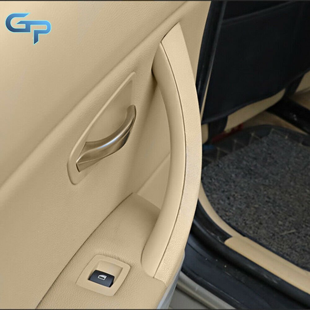 Rear Left Beige Inner Outer Door Panel Handle Pull Trim Cover For BMW E90 328i