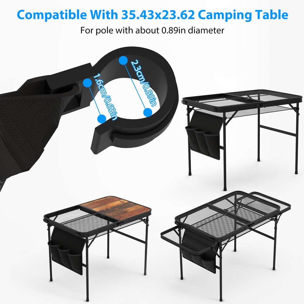 Height Adjustable Camping Table w/ Mesh Desktop, Picnic Table w/ Carry Handle