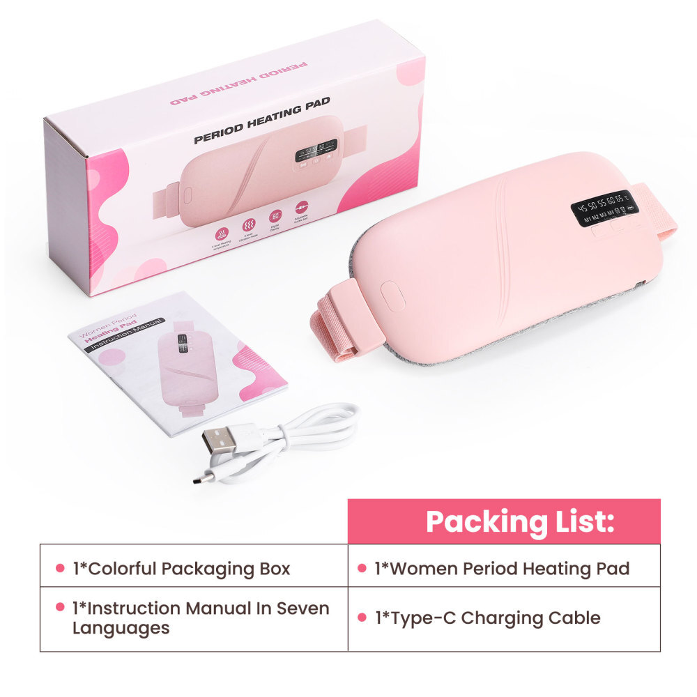 Electric Heating Menstrual Vibration Pad Belt For Period Pain Relief Cramps USB