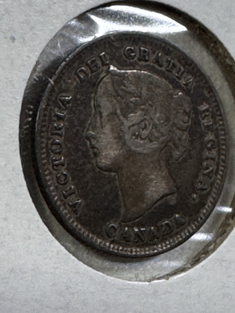 1896 Canada 5 Cents Silver Coin Cleaned