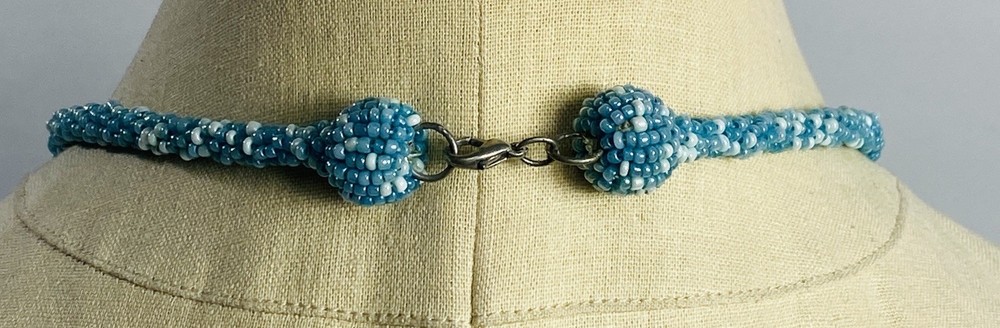 Handcrafted Turquoise Beaded Multi Strand Necklace 40”