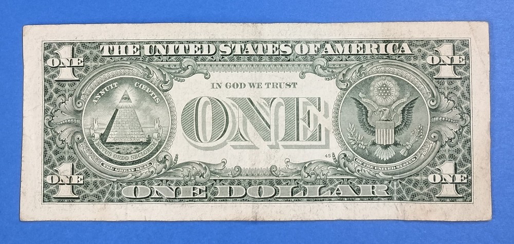 L56763630J $ Misaligned Misprint Overprint Shift Error Note One Dollar Bill 2003