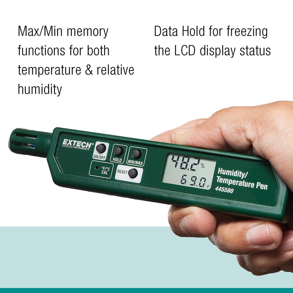 Portable Green Humidity And Temperature Meter With Data Hold Function