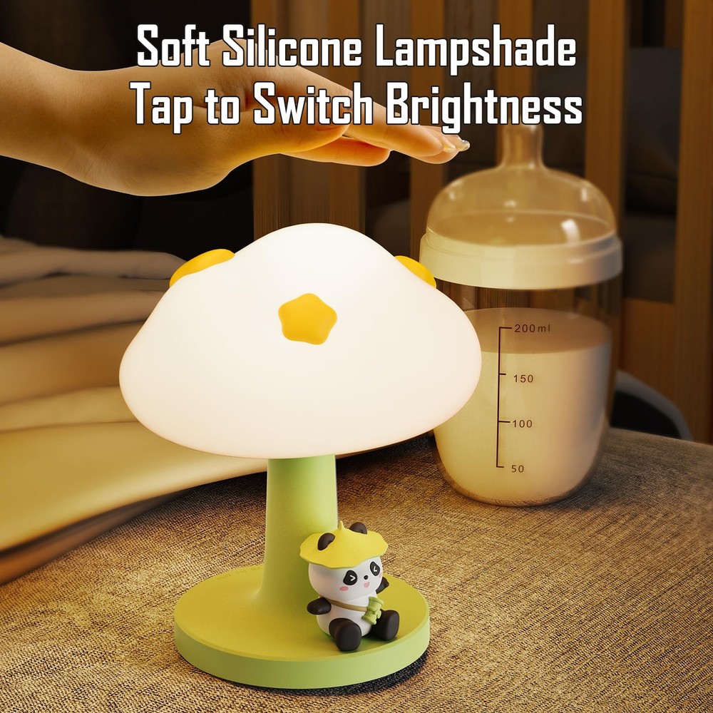 Cloud and Panda Rechargeable Night Light, Safe Soft Silicone