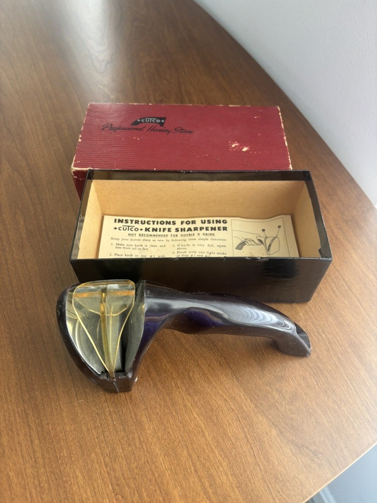 Vintage Cutco Knife Sharpener Sharpening Stone With Original Box And Directions