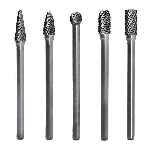 Carbide Burrs Set - 5pcs diameter Extended Long Double Cut Solid Carbide