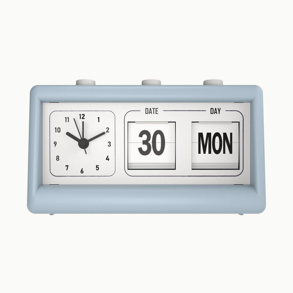 Retro Analog Alarm Clock - Light Blue: Plastic Table Clock for Bedroom