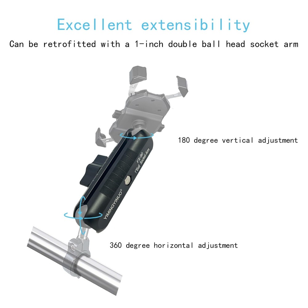 YIMINGYINUO Double Socket Arm Compatible with RAM Medium Arm-Black, Black