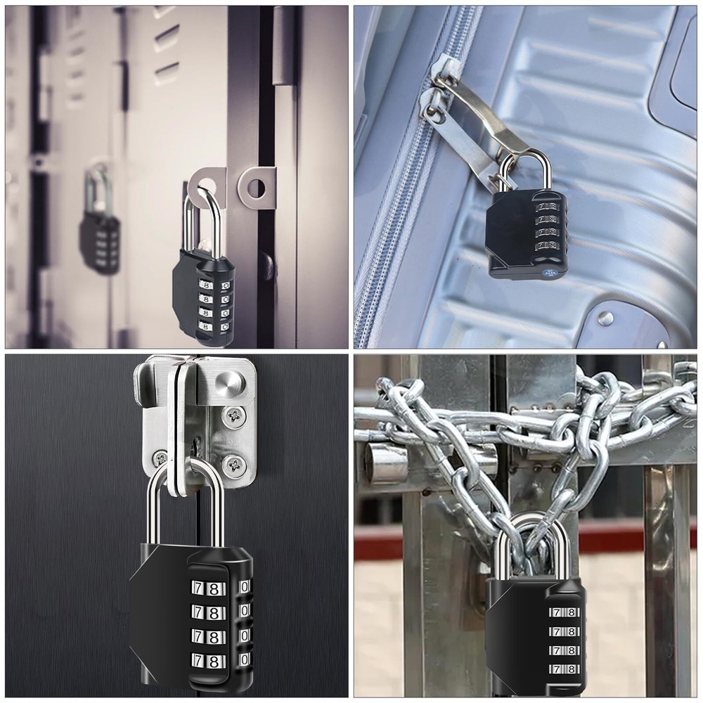2PCS Combination Lock Waterproof 4 Digit Padlocks with Combination Code Zinc